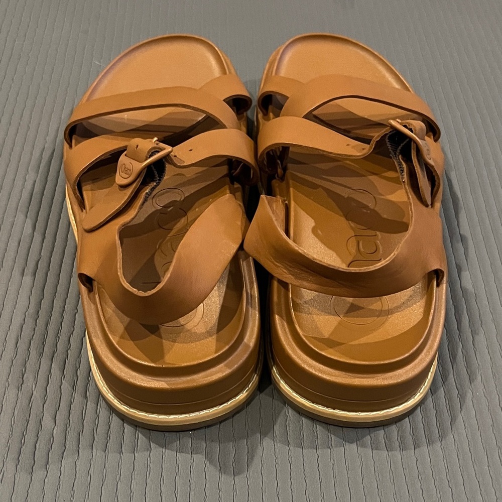 Chaco womens chunky strappy tan Leather sandals   size 9 - Picture 4 of 11